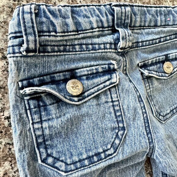 Beverly Hills Polo Club Pony Girls Size 5 Designer Blue Jean Pants Pink Buttons - Picture 9 of 16